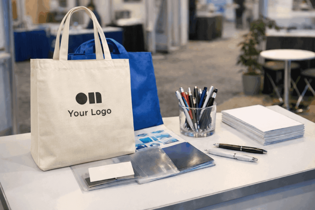 法人展示会で人気のノベルティとは？　配布目的別に選び方を解説イメージイラスト