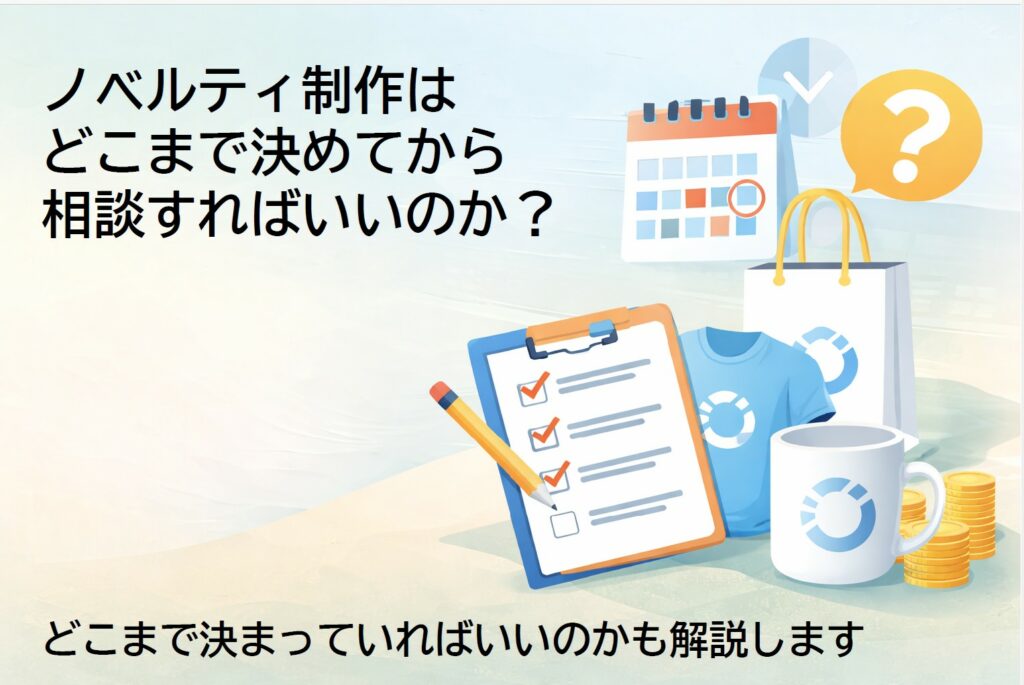 ノベルティ制作は、どこまで決めてから相談すればいいのかイメージイラスト