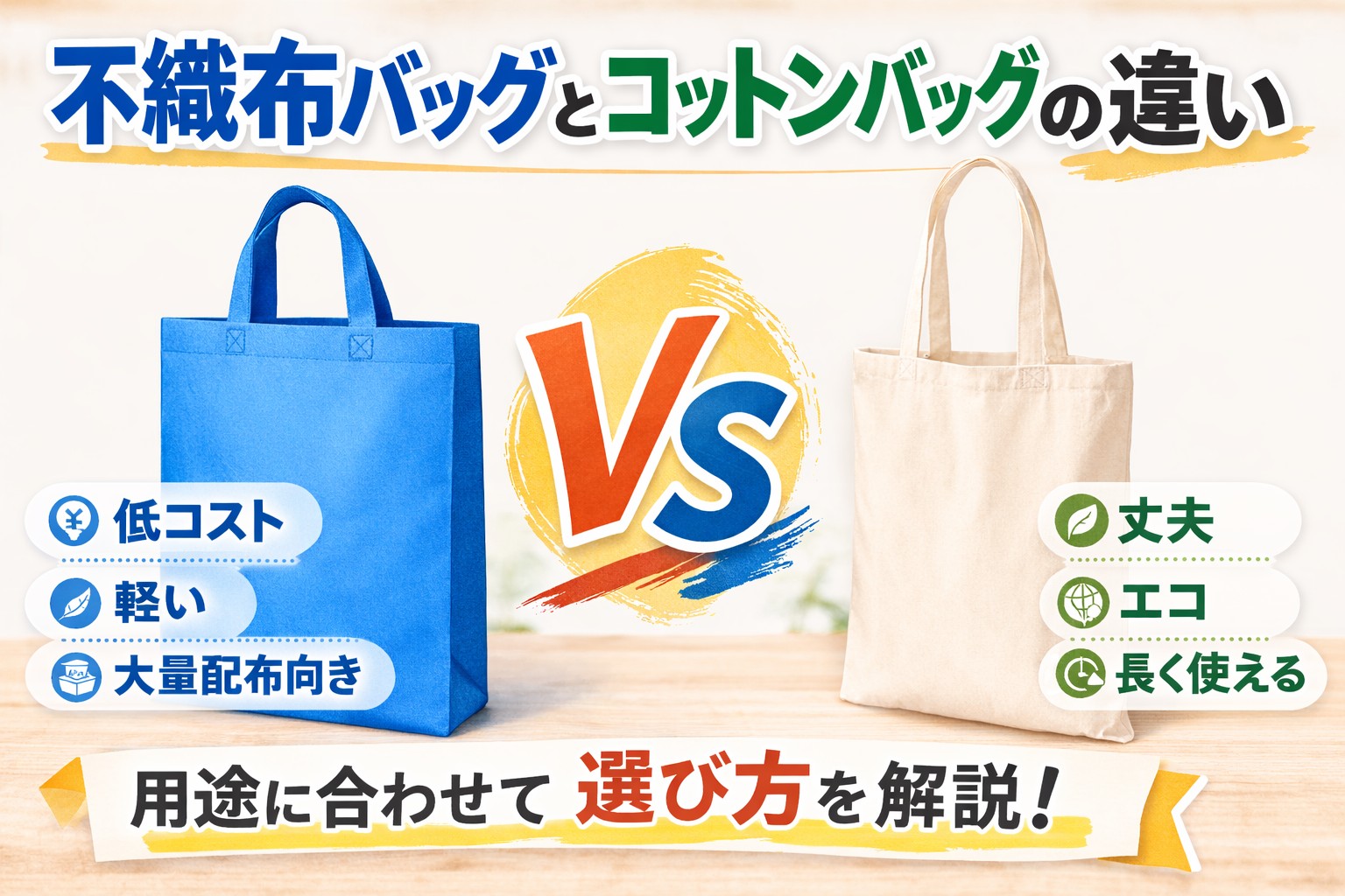 不織布バッグとコットンバッグの違い｜ノベルティ用途での選び方