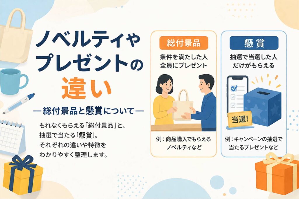 ノベルティやプレゼントの違い — 総付景品と懸賞について —　