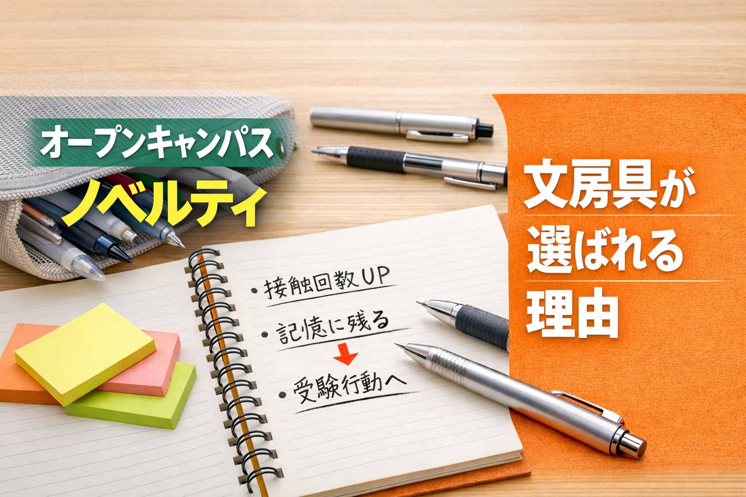 オープンキャンパスで配る文房具ノベルティの考え方｜