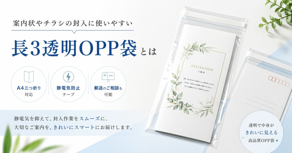 案内状やチラシの封入に使いやすい長3透明OPP袋とは