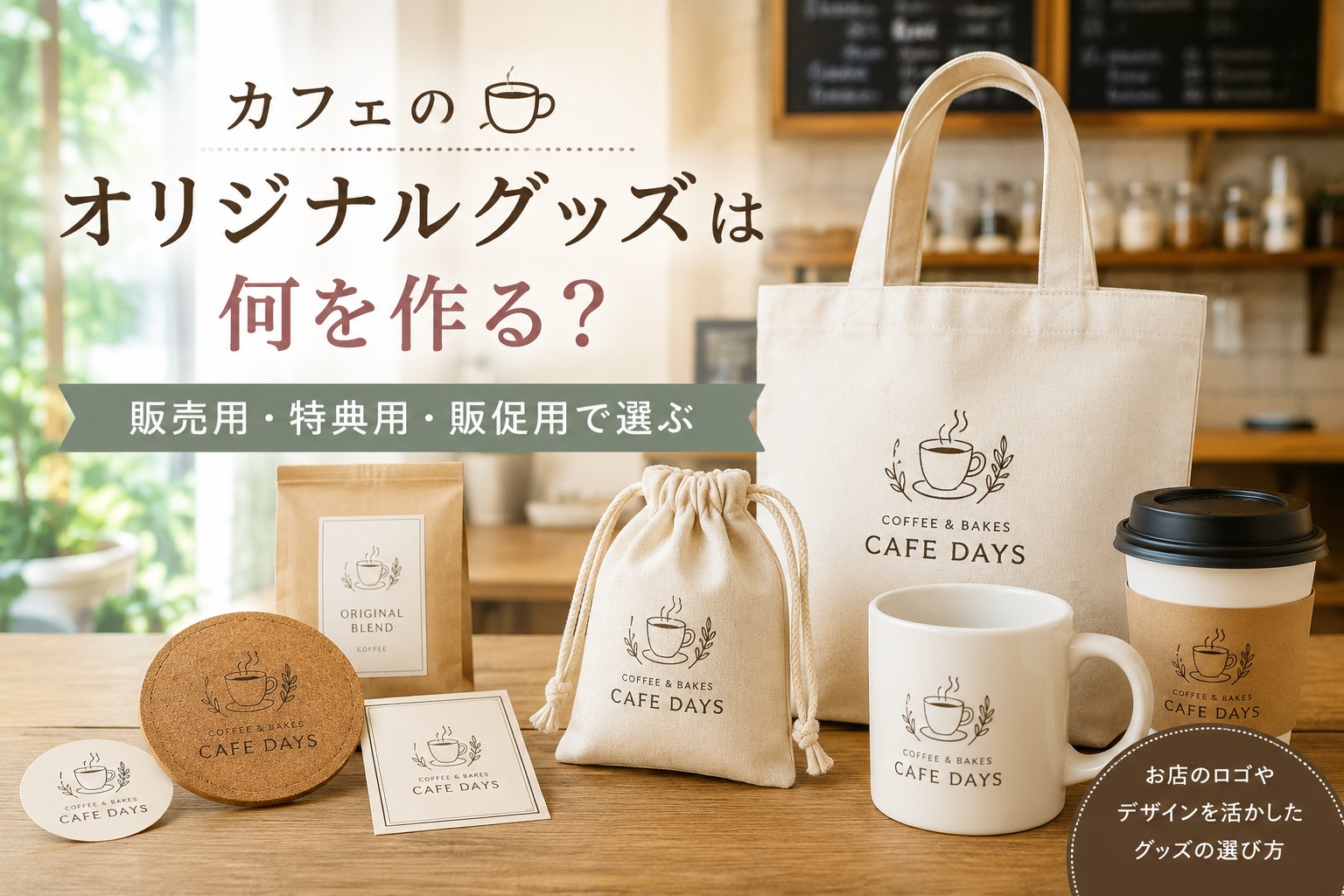 カフェのオリジナルグッズは何を作る? 販売用・特典用・販促用で選ぶ